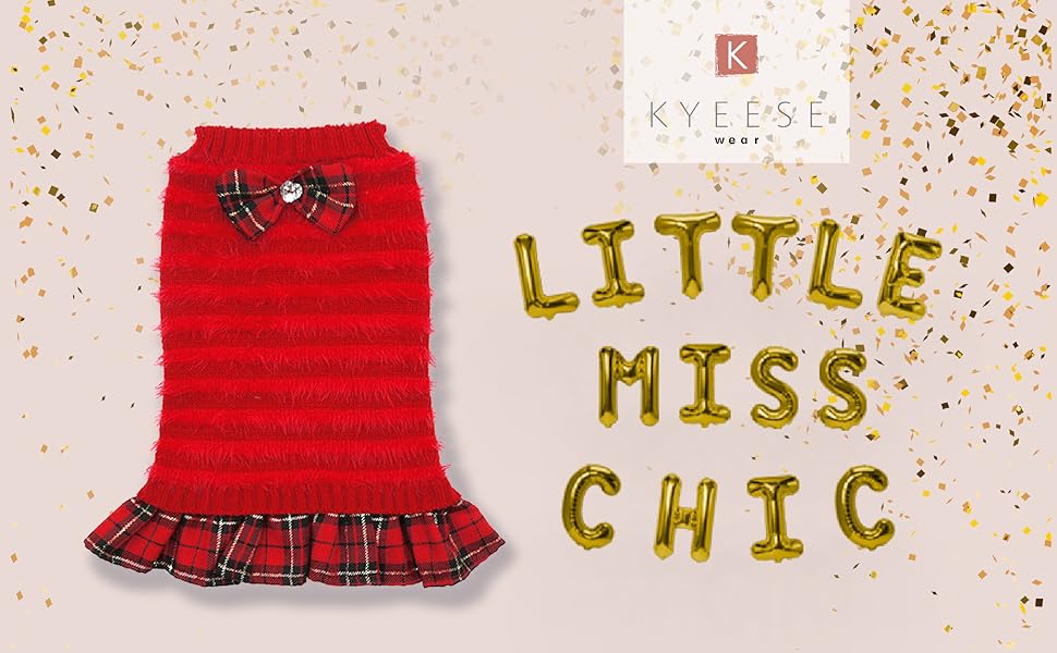 KYEESE New Year Red Dog Sweater Turtleneck Dogs Sweaters