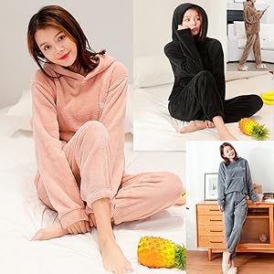 上下 セット パジャマ もこもこ ルームウェア レディース 裏起毛 パーカー フード 付き 部屋着 防寒 冬 暖かい あったかい セットアップ 上下セット スウェット スエット かわいい おしゃれ