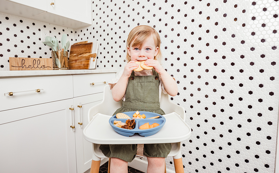 WeeSprout NonSuction Silicone Divided Plates (With Lids