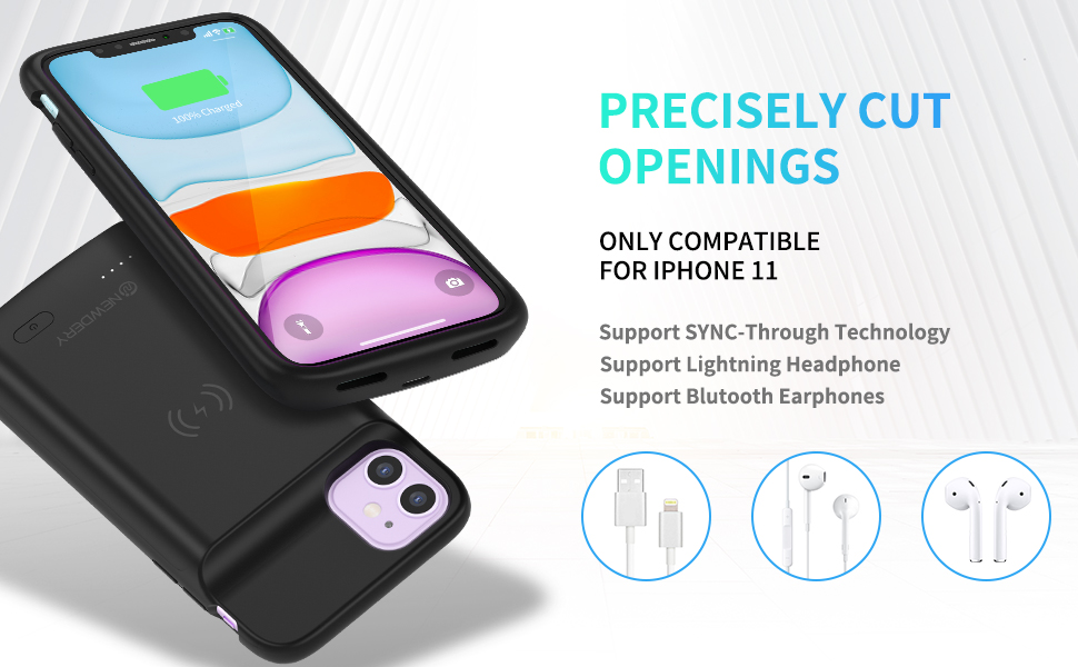 NEWDERY Battery Case for iPhone 11, 5000mAh Battery Pack Charger