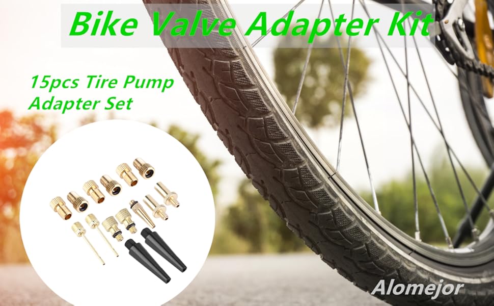 Bike Valve Adapter Kit 15pcs Tire Pump Adapter Set DV AV SV Valve