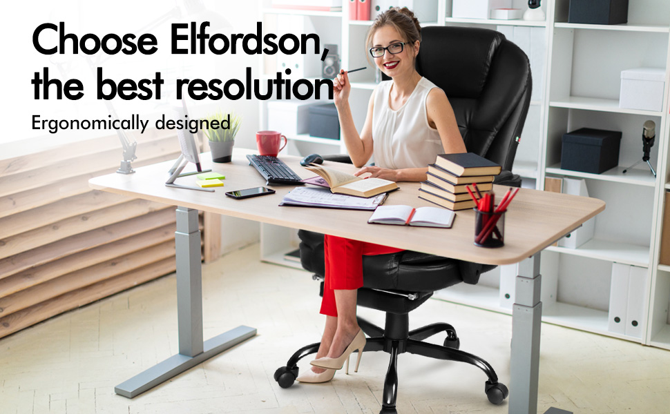 ELFORDSON Massage Office Chair With Footrest Executive Gaming Seat PU Leather 19 Elfordson massage office chair