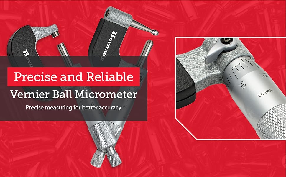 Hornady Vernier Ball Micrometer 050059 Reloading Equipment for Measuring Case Neck