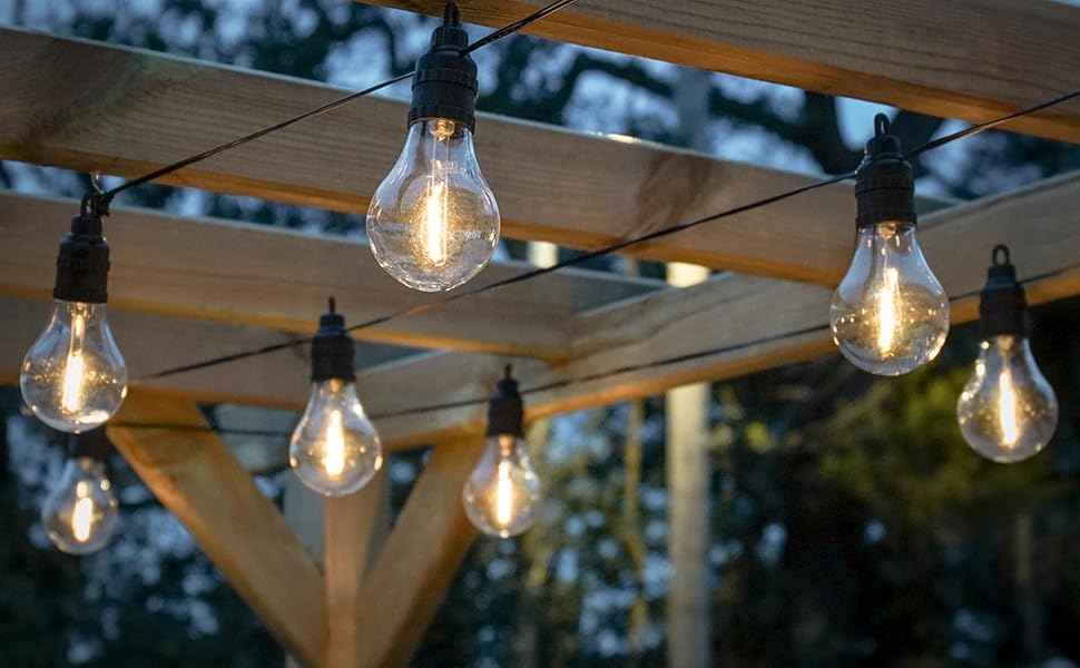 Outdoor Festoon Lights Mains Powered Filament Effect LED A60 Bulbs