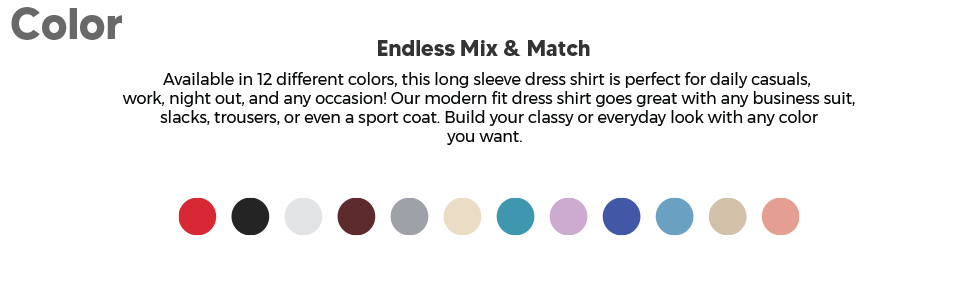 Men's Short Sleeve Dress Shirt Color Palette