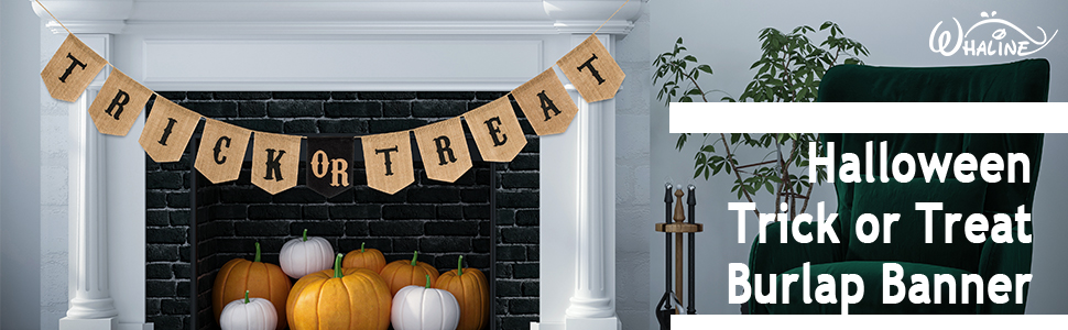 Amazon.com: Whaline Halloween Trick or Treat Burlap Banner