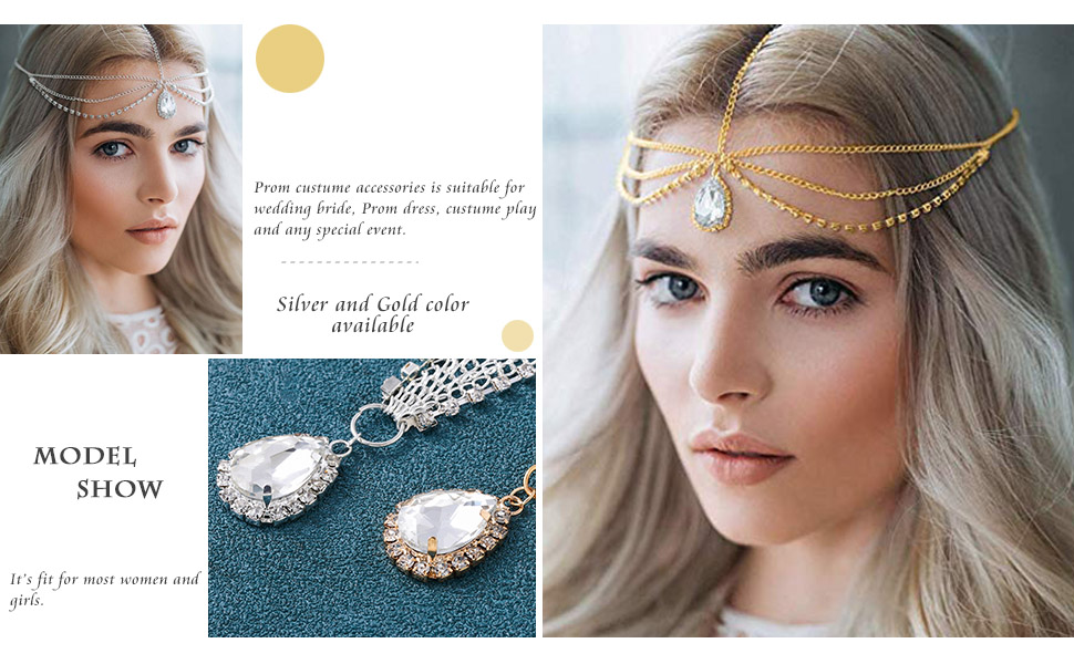 Campsis Festival Crystal Pendant Head Chain Gyspy Headpiece