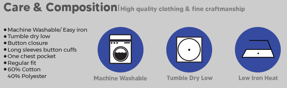 Men's Short Sleeve Dress Shirt Care & Composition