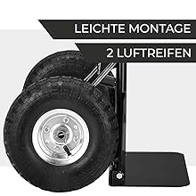 Trolley mit großen Rädern, Luftreifen, Luftreifen, Luftreifen.