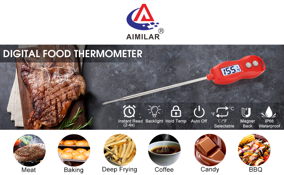 Instant Read Digital Meat Thermometer With Backlit