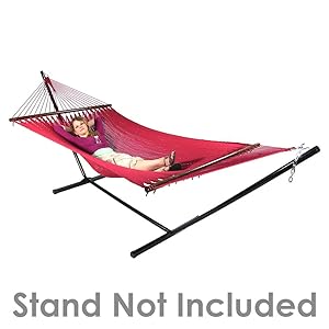 model laying in hammock on stand (not included)
