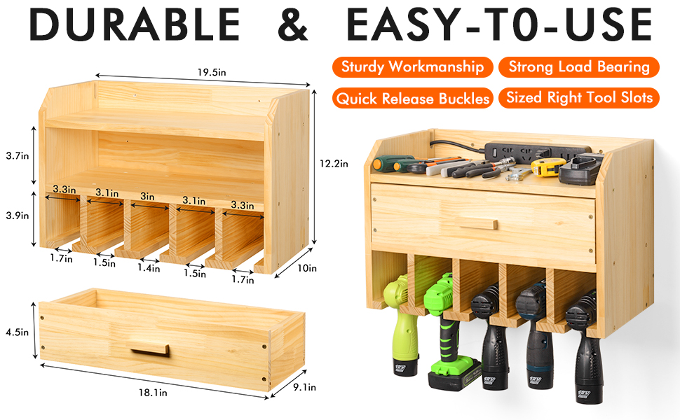 XCSOURCE Power Tool Organizer Storage Garage Organizer Drill Charging
