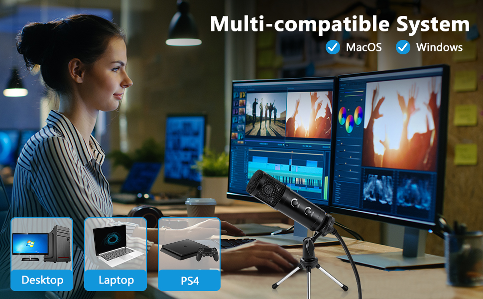 Microfone multifuncional para computador