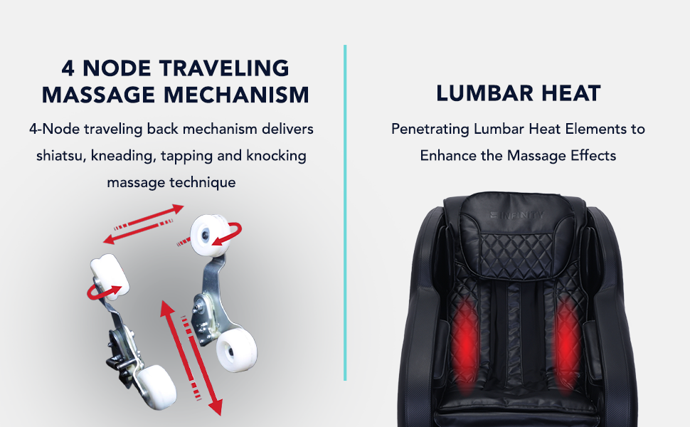 4 node traveling massage mechanism lumbar heat