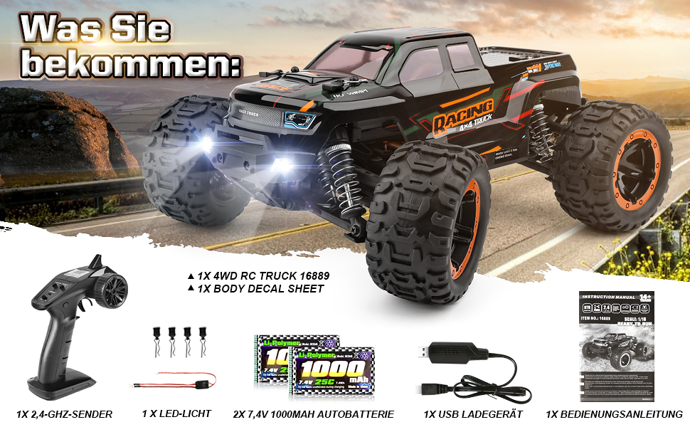 Haiboxing 4x4 Truck 1/16スケール HAIBOXING Zdalnie sterowany samochód 1:16 RC Monster Truck