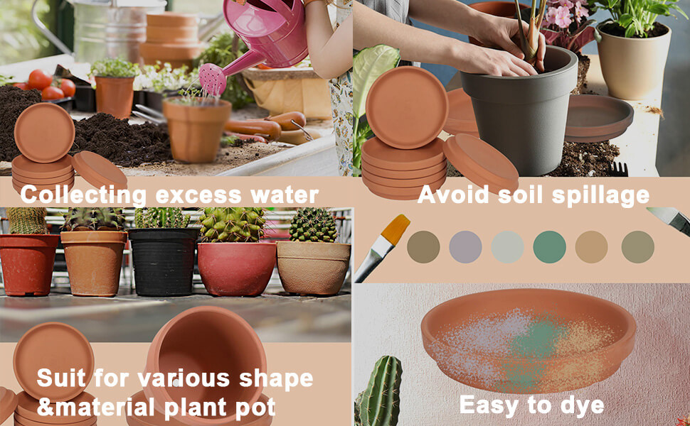 8 Inch Large Terracotta Pot Plant Saucer 4 pcs Large