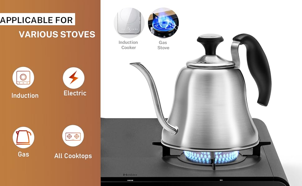 Chefbar Tea Kettle with Thermometer for Stove Top Gooseneck Kettle