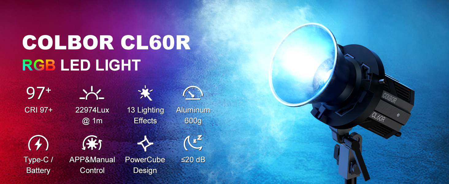 COLBOR CL60R RGB COBビデオライト COLBOR CL60R 65W RGB LED Light | COLBOR