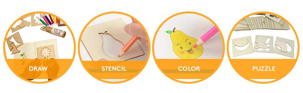 kids stencils kits full sets art box draw stencil color puzzle coloring puzzling wooden stencils