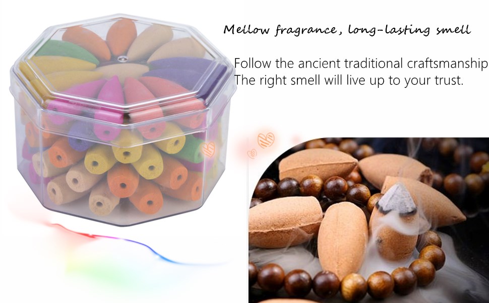 Backflow Incense Cones 70pcs Backflow Incense Rose Lily Osmanthus