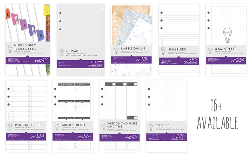 LUX productivity planner journal diary compact filofax diary motivation notebook notepad