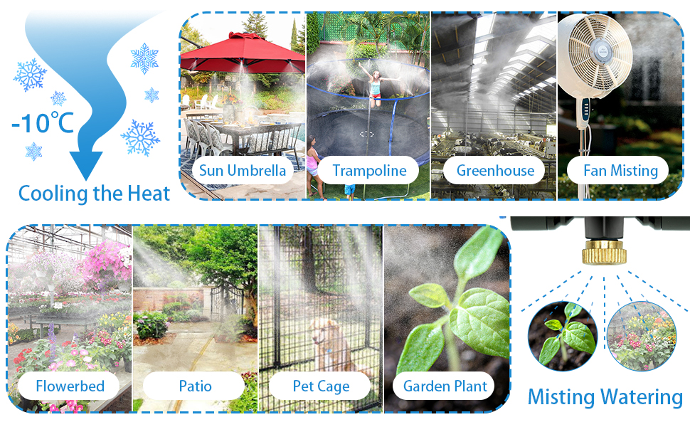 HOMENOTE Misting Cooling System 75FT (23M) Misting Line + 28 Brass Mist