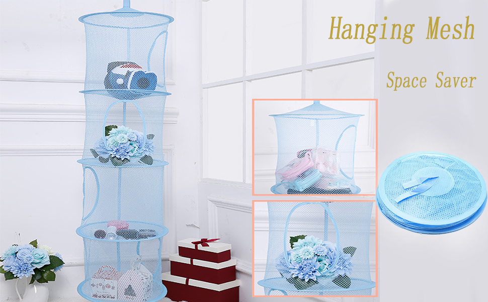 FVILIPUS Foldable Hanging Storage Mesh Space Saver Bags Organizer, 4 Tier Suspension