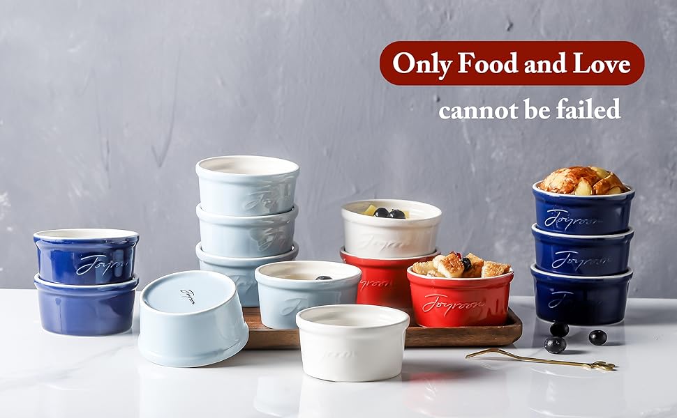 Joyroom 6 Oz Porcelain Ramekins For Baking, Ceramic Souffle