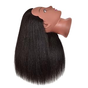 Kalyx African Mannequin Head Real Hair for Cosmetology Manikin Maniquins  Hairdresser Practice Training Head Doll Head