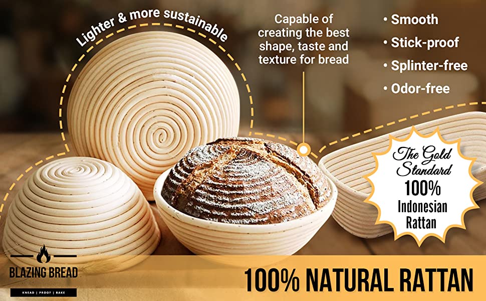 Complete Bread Proofing Basket Set 9" Round & 10" Oval