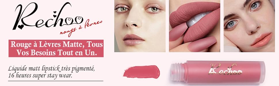 Rechoo Matt Rouge A Levres Longue Durée Waterproof Matte Lipsticks Maquillage à Lèvres Liquide Nude Fadde 12pc