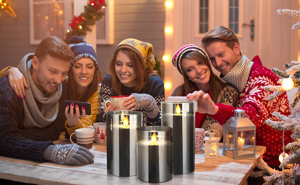 YMing LED Flameless Candles with Timer & Remote Control, Real Wax