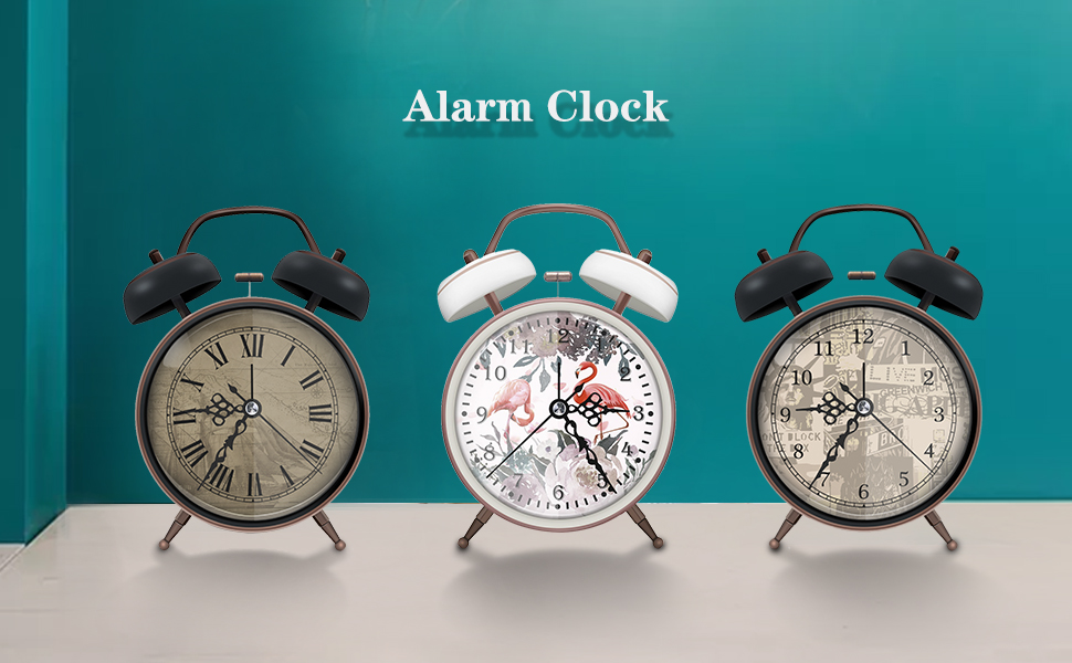ERYTLLY Classical Twin Bell Alarm Clock for Bedroom with Stereoscopic Dial, Retro