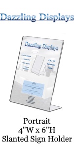 Dazzling Displays 4 x 6 Vertical Slanted Table Tent Sign Holder