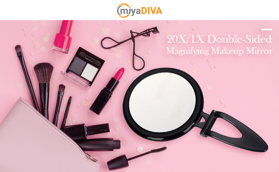 5 Inch Magnifying Mirror 20X with Blackhead Tweezer Kit, Handheld Mirror with