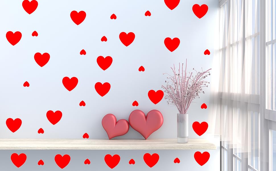 Red Love Heart Wall decals Love Wall Stickers Heart
