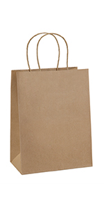 BagDream 8X4.25X10.5" Brown Gift Bags 25PCS