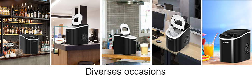 COSTWAY Machine à Glaçons Machine Pour Glace Réservoir 2,2L,12kg/24H 9 Glaçons Par 6-13Min, Pour Maison,Bureau,Café Noir 15 machine à glaçon