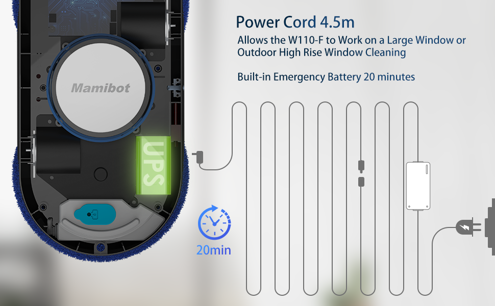 Mamibot W110F Window Robot Water Spray Window Vacuum Cleaner for High