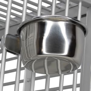 800120 5oz Stainless Steel Clamp Cup Bonka Bird Toys Parrotlet Cockatiel Finch Dove Lovebird Quaker