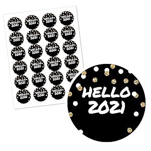 Pop Fizz Clink New Year's Eve Circle Stickers Favors Decorations