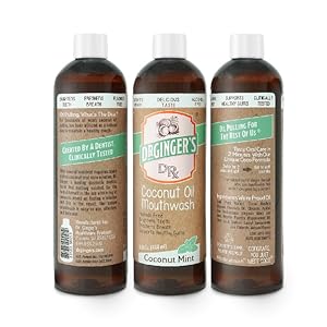 Dr. Ginger's Mouthwash Bottle shown from 3 different sides.