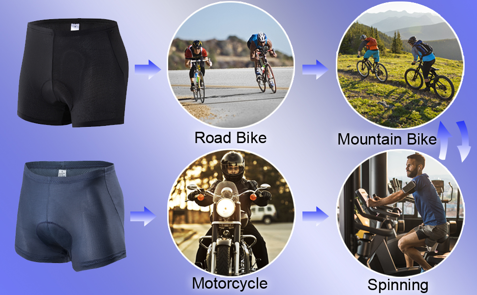 Men's Padded Cycling Underwear Gel Bicycle Underpant Lightweight Bike