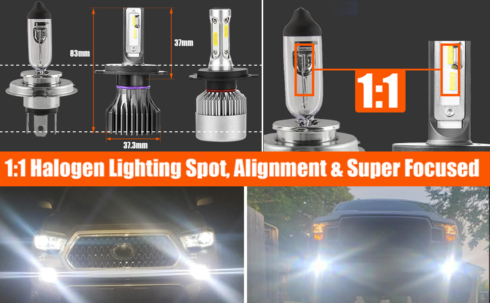 CZC AUTO H4 9003 HB2 LED Headlight Bulbs High Beam Low Beam 2 Pack Quick Install LED Headlamps