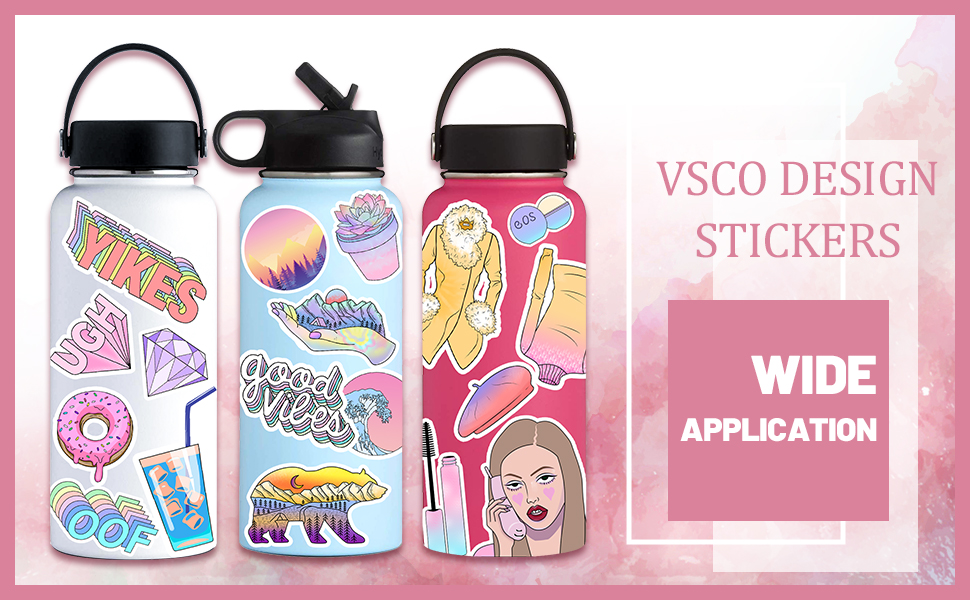 Whaline 50 Pack VSCO Stickers for Water Bottles Vinyl