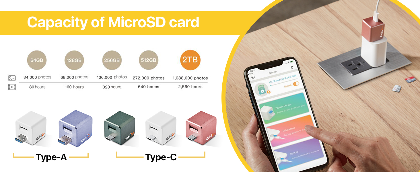 MAKTAR Qubii Duo USBC Auto Backup Drive for iPhone & iPad and Android