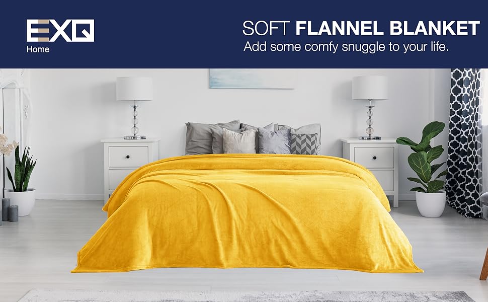 EXQ Home Fleece Blanket Twin Size Yellow Throw Blanket for