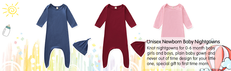 cotton knit nightgowns for newborns