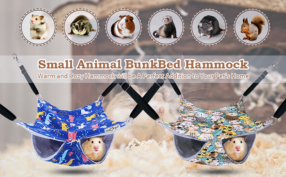 Pet Small Animal Hanging Hammock, Bunkbed Hammock Toy for Ferret Hamster Parrot Rat GuineaPig
