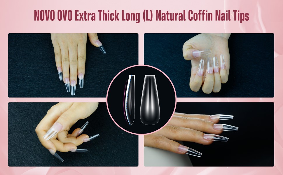 Extra thick natural L coffin nail tips